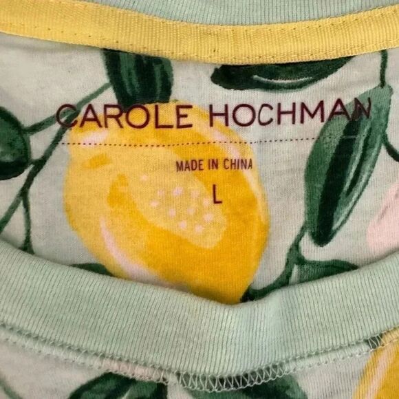 CAROLE HOCHMAN Lemons Matching Set Cotton Short Sleeves Top and Short Pants SZ L - Picture 7 of 12
